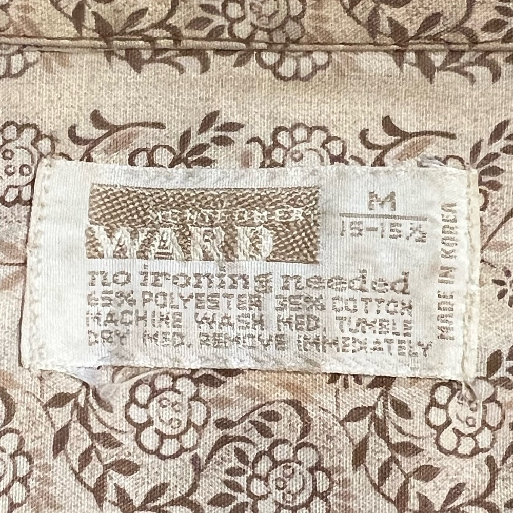 VINTAGE Montgomery Ward 70s men’s button down shirt short sleeve floral neutral - Picture 8 of 11